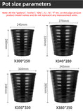 Load image into Gallery viewer, High-Topped Threaded Plastic Flower Pots, Black & White, Modern Large Planters for Indoor & Outdoor Gardening, Bulk Supply