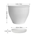 Load image into Gallery viewer, OUMUHE 13.8 Inch Plastic Planters with Drainage and Saucers, Set of 2, Large Flower Pots for Indoor Outdoor Plants, Available in Terracotta & White
