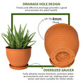 Load image into Gallery viewer, OUMUHE 13.8 Inch Plastic Planters with Drainage and Saucers, Set of 2, Large Flower Pots for Indoor Outdoor Plants, Available in Terracotta & White
