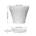 Load image into Gallery viewer, OUMUHE 11.4 Inch Plastic Planters with Drainage and Saucers, Set of 3, Decorative Flower Pots for Indoor Outdoor Use, Available in Terracotta & White