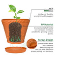 Load image into Gallery viewer, OUMUHE 11.4 Inch Plastic Planters with Drainage and Saucers, Set of 3, Decorative Flower Pots for Indoor Outdoor Use, Available in Terracotta & White