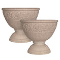 Load image into Gallery viewer, OUMUHE 17.7 Inch Large Outdoor Planters with Drainage Holes, Set of 2, Decorative Pedestal Flower Pots for Garden, Patio or Faux Plants, 4 Colors Available