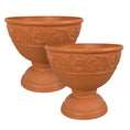 Load image into Gallery viewer, OUMUHE 17.7 Inch Large Outdoor Planters with Drainage Holes, Set of 2, Decorative Pedestal Flower Pots for Garden, Patio or Faux Plants, 4 Colors Available