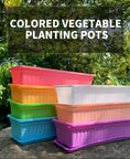 Load image into Gallery viewer, rectangular plastic window box planters, 8 colors 4 sizes with trays, hydroponic soil dual use
