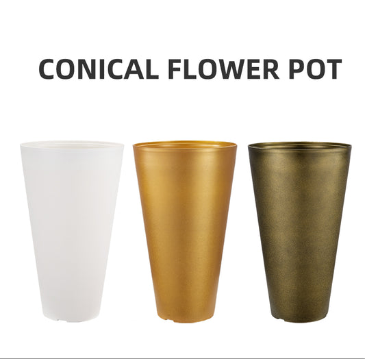 conical flower pot covers white gold blackish gold