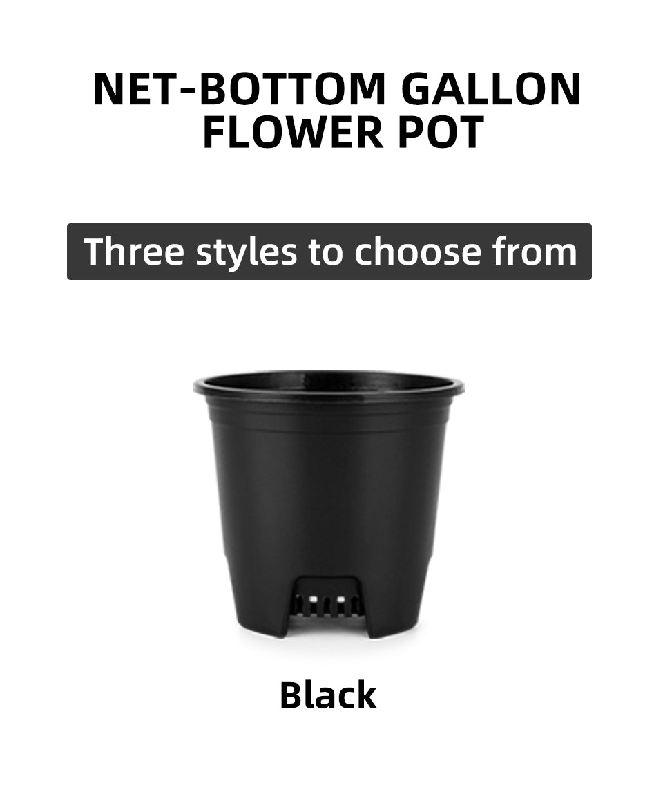net bottom gallon plastic flower pots black green green printing