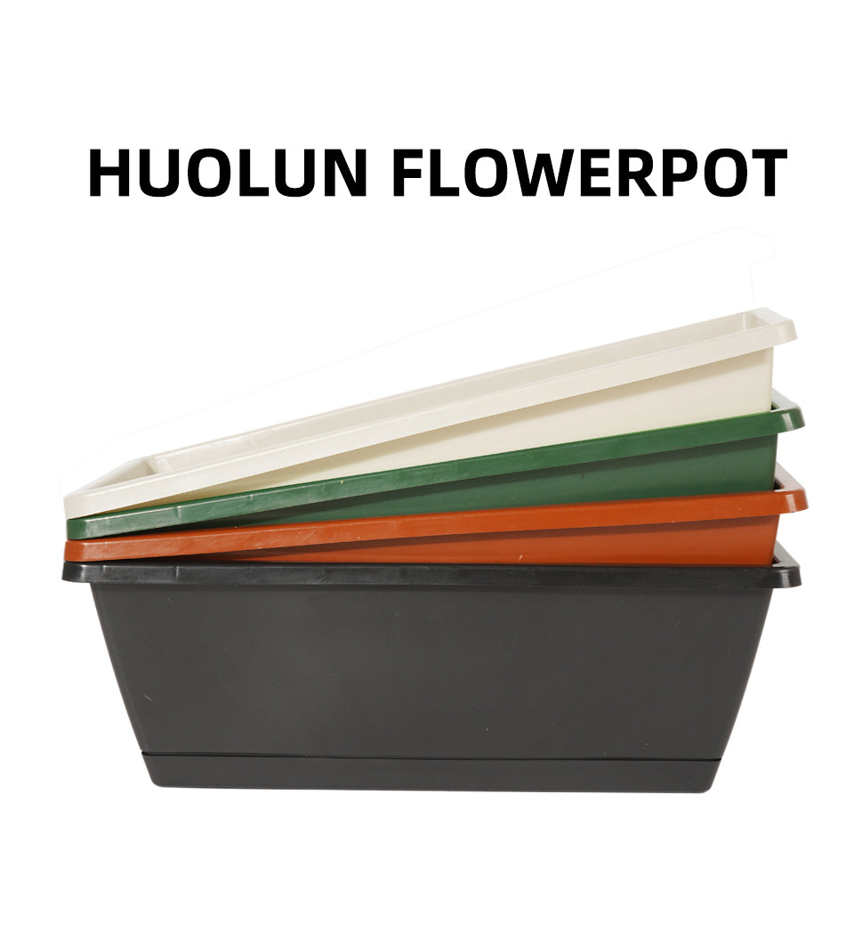Huolun rectangular plastic flower pots, self-watering window boxes bulk supply