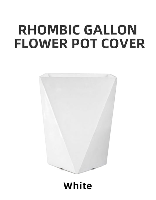 rhombic gallon flower pot cover white grey