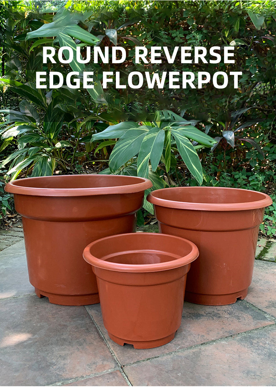round reverse edge brick red plastic flower pots TAB series