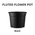 Load image into Gallery viewer, fluted black plastic nursery pots, heavy-duty planters with drainage holes
