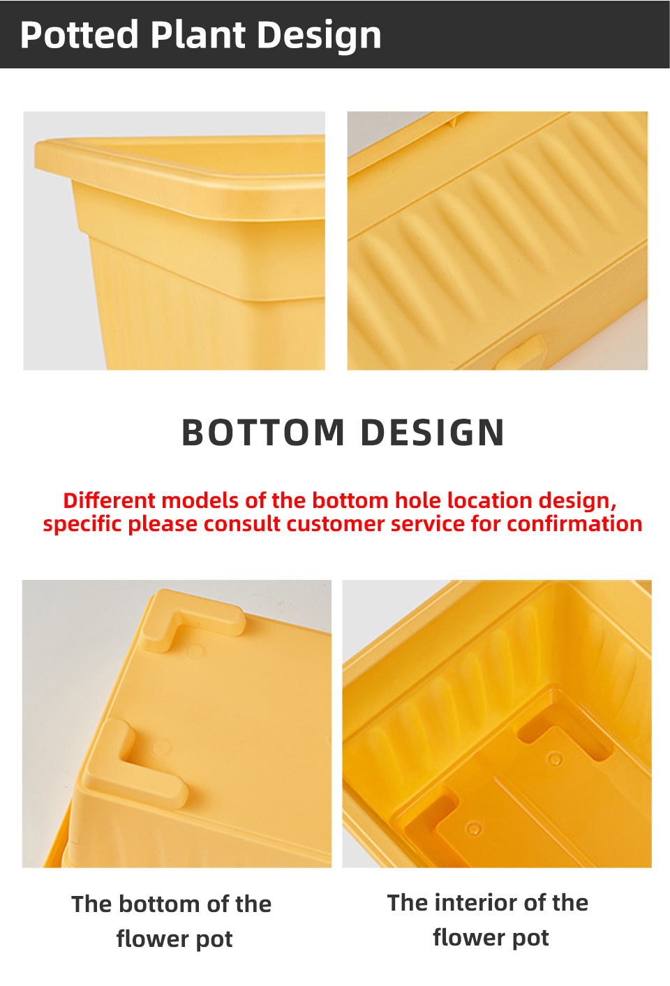 Colorful Rectangular Plastic Window Box Planters with Trays, 8 Colors 4 Sizes, Hydroponic/Soil Dual-Use for Indoor Outdoor
