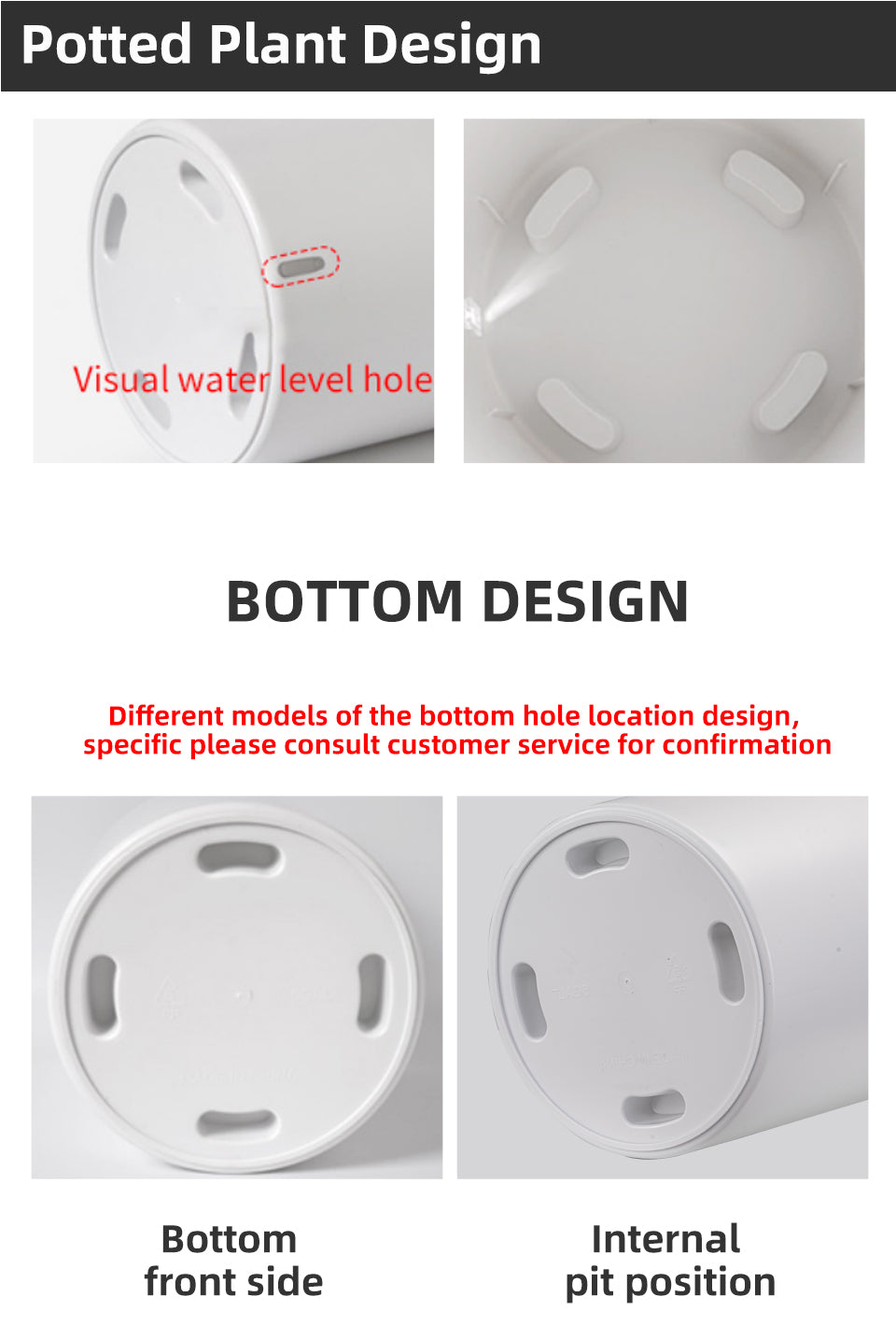 Round Gallon Flower Pot Covers, Modern Plastic Planters, White & Grey, Self-Watering for Indoor Gardening, Bulk Supply