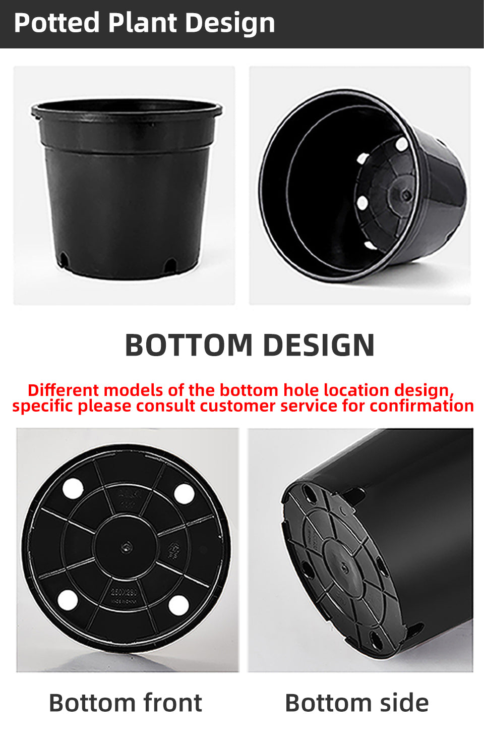 Fluted Plastic Nursery Pots, Heavy-Duty Black Planters with Drainage Holes, Bulk Supply for US & Middle East