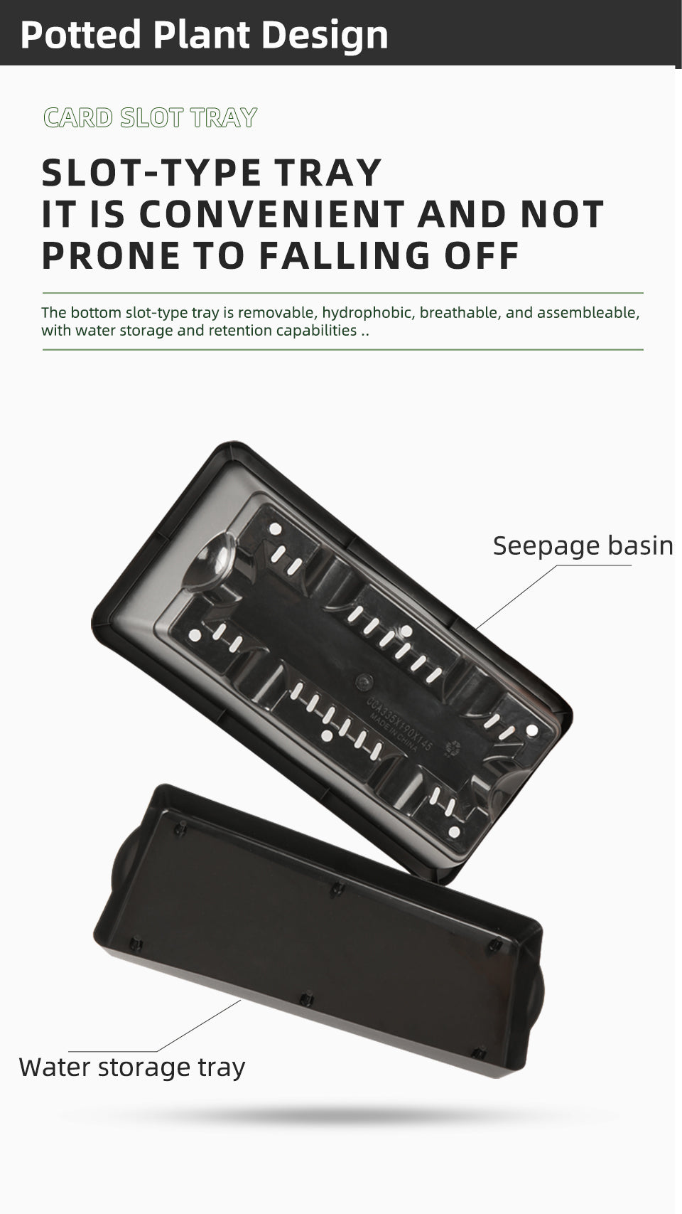 Huolun Rectangular Plastic Flower Pots, Self-Watering Window Boxes with Drainage, Bulk Supply