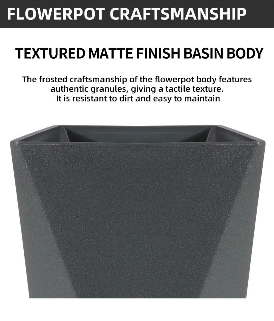 Rhombic Gallon Flower Pot Cover, Modern Plastic Planter with Lid, White & Grey, Self-Watering for Indoor Gardening, Bulk Supply