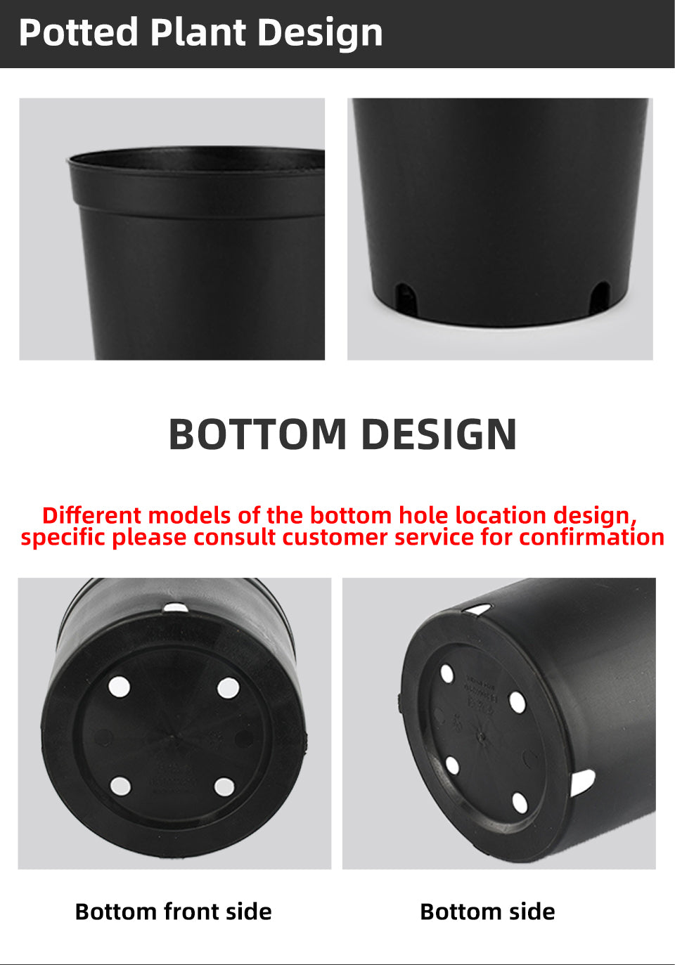 Money Tree Plastic Flower Pots, Multi-Size with Drainage Holes, Heavy Duty Nursery Pots for Indoor & Outdoor Gardening, Bulk Supply
