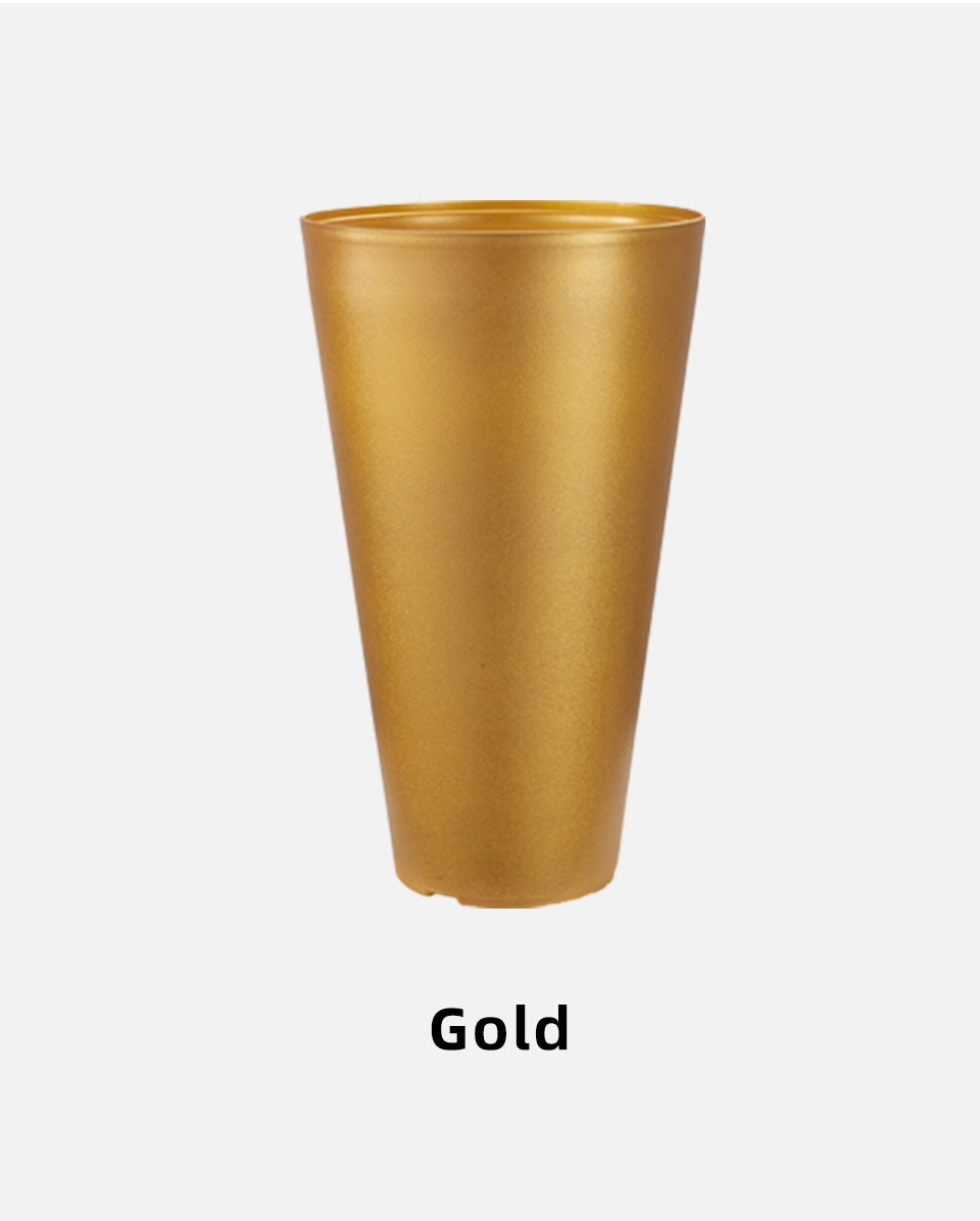 Conical Flower Pot Covers, Modern Plastic Planters, White/Gold/Blackish Gold, Large Tall Planters for Indoor Gardening, Bulk Supply