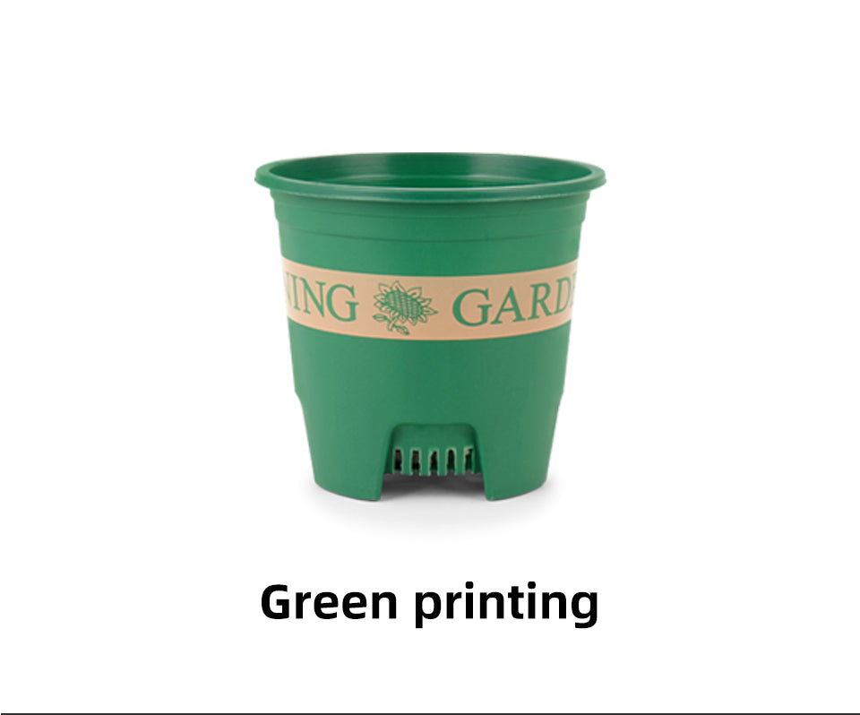 Net-Bottom Gallon Plastic Flower Pots, 3 Styles (Black/Green/Green Printing), Multi-Size Drainage Nursery Pots, Bulk Supply