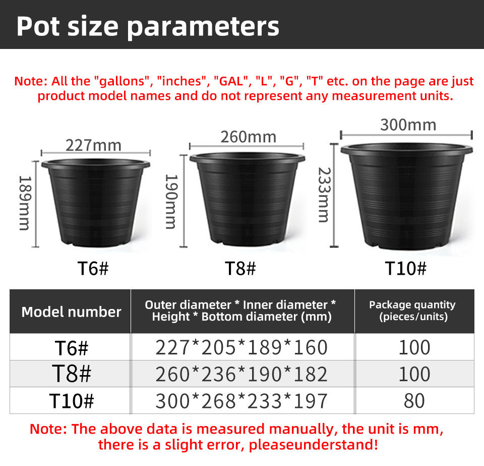 Threaded Design Plastic Flower Pots, Multi-Size with Drainage, Heavy Duty Nursery Pots for Indoor & Outdoor Gardening, Bulk Supply