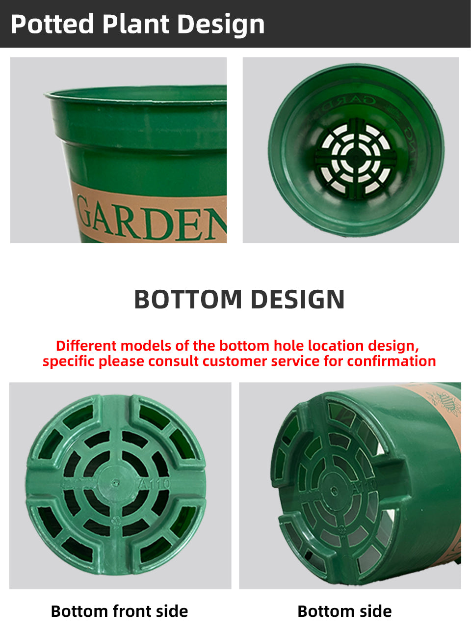 Net Bottom Gallon Plastic Flower Pots, Green Planters with Drainage for Gardening, Bulk Supply