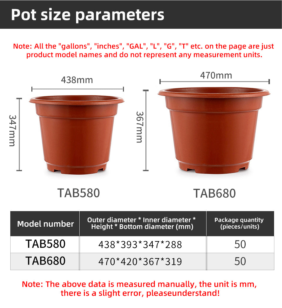 Round Reverse Edge Plastic Flower Pots, Brick Red, Large Size Drainage Nursery Pots for Bougainvillea & Gardening, Bulk Supply