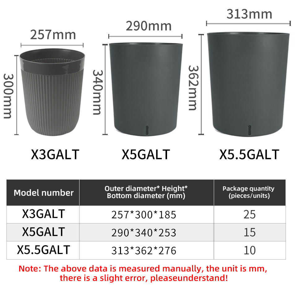 Round Gallon Flower Pot Covers, Modern Plastic Planters, White & Grey, Self-Watering for Indoor Gardening, Bulk Supply