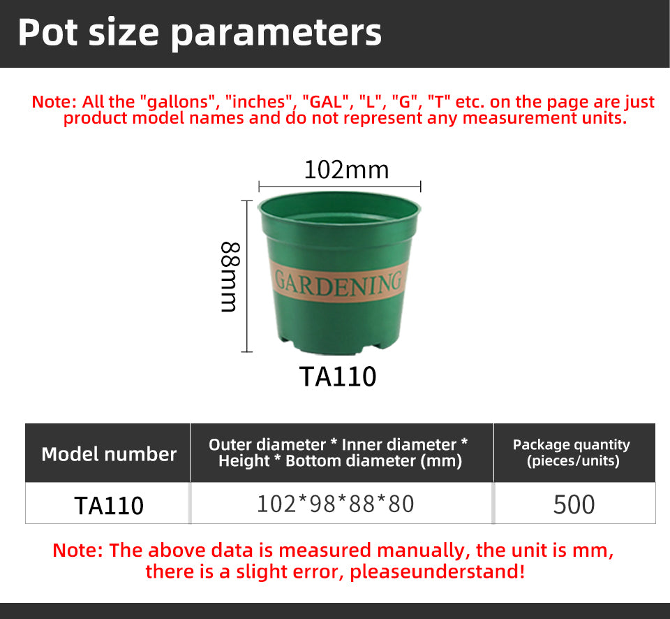 Net Bottom Gallon Plastic Flower Pots, Green Planters with Drainage for Gardening, Bulk Supply