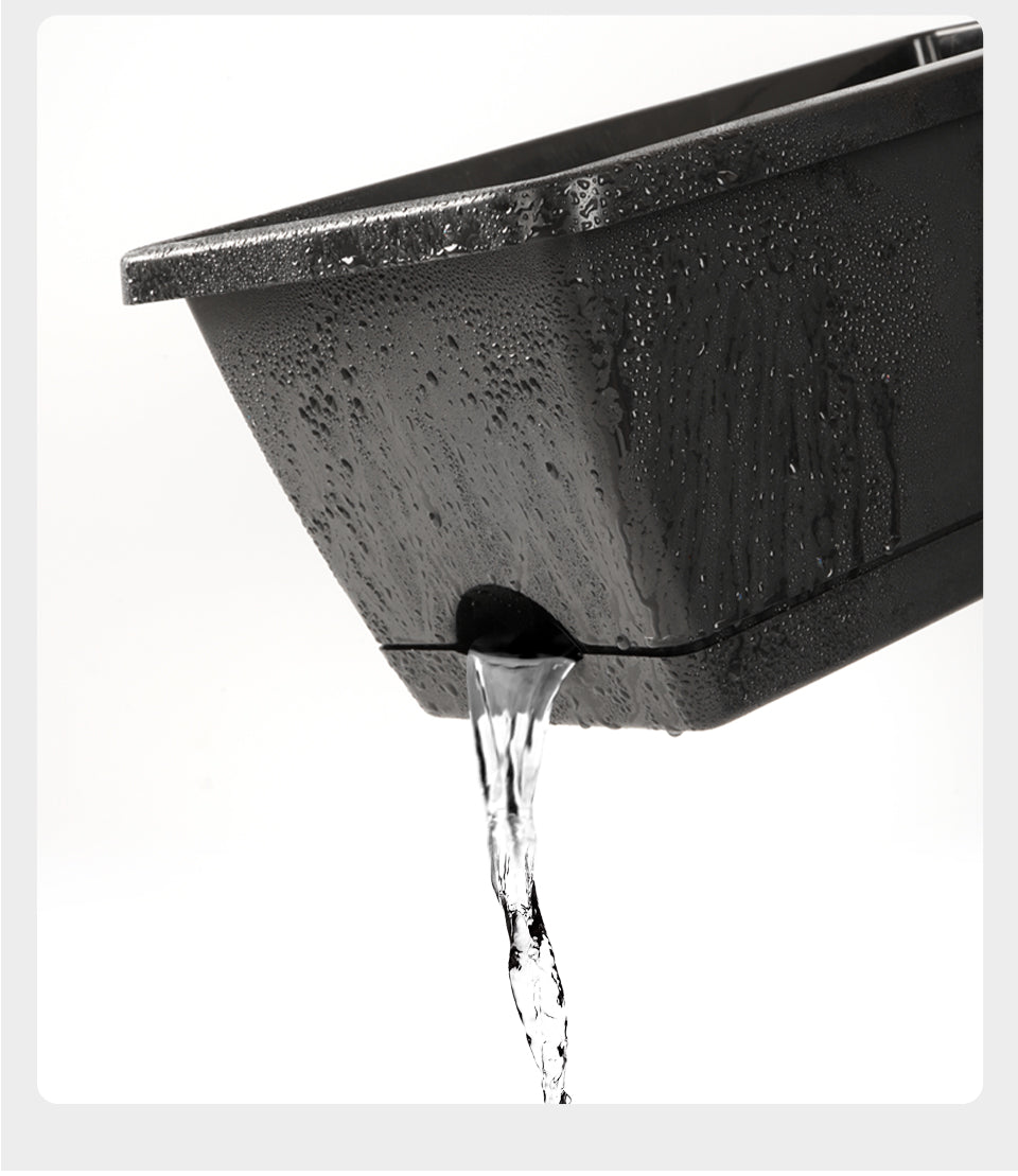 Huolun Rectangular Plastic Flower Pots, Self-Watering Window Boxes with Drainage, Bulk Supply