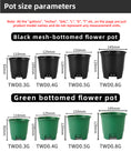 Load image into Gallery viewer, Net-Bottom Gallon Plastic Flower Pots, 3 Styles (Black/Green/Green Printing), Multi-Size Drainage Nursery Pots, Bulk Supply
