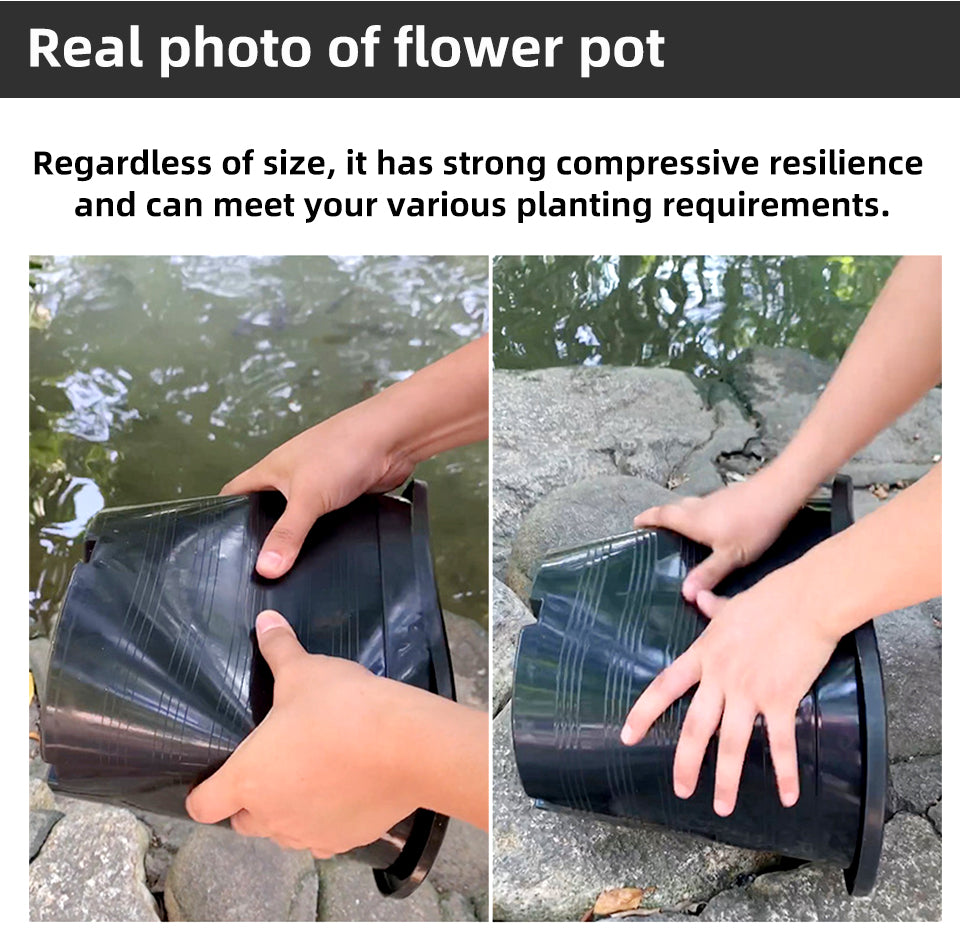 Threaded Design Plastic Flower Pots, Multi-Size with Drainage, Heavy Duty Nursery Pots for Indoor & Outdoor Gardening, Bulk Supply
