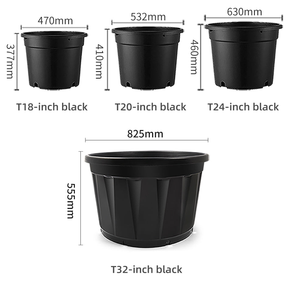 Fluted Plastic Nursery Pots, Heavy-Duty Black Planters with Drainage Holes, Bulk Supply for US & Middle East