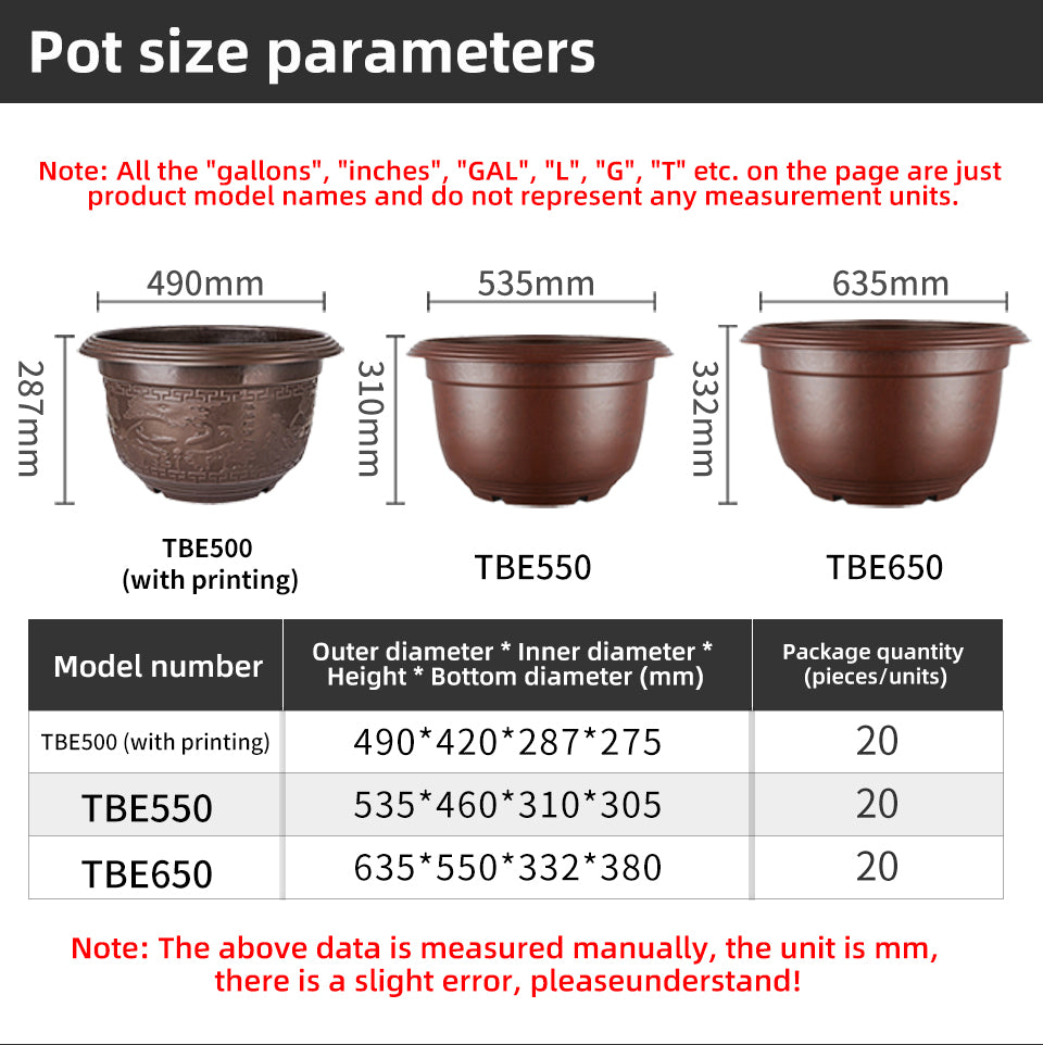 Lotus Plastic Flower Pots, Brown Planters with Drainage for Water Plants & Garden, Bulk Supply
