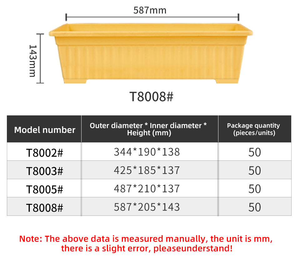 Colorful Rectangular Plastic Window Box Planters with Trays, 8 Colors 4 Sizes, Hydroponic/Soil Dual-Use for Indoor Outdoor