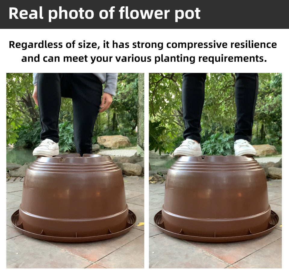 Lotus Plastic Flower Pots, Brown Planters with Drainage for Water Plants & Garden, Bulk Supply