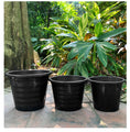 Load image into Gallery viewer, Threaded Design Plastic Flower Pots, Multi-Size with Drainage, Heavy Duty Nursery Pots for Indoor & Outdoor Gardening, Bulk Supply
