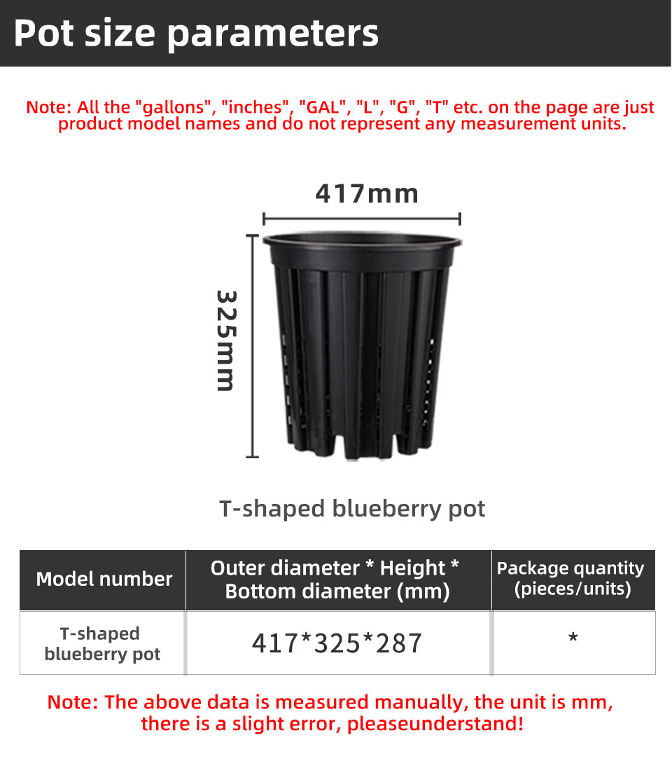 T-shaped Blueberry Tidal Control Root Flowerpot, Heavy-Duty Plastic Root Pruning Planter for Indoor Outdoor Gardening, Bulk Supply