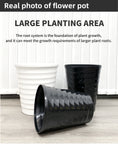 Load image into Gallery viewer, High-Topped Threaded Plastic Flower Pots, Black & White, Modern Large Planters for Indoor & Outdoor Gardening, Bulk Supply
