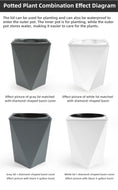 Load image into Gallery viewer, Rhombic Gallon Flower Pot Cover, Modern Plastic Planter with Lid, White & Grey, Self-Watering for Indoor Gardening, Bulk Supply
