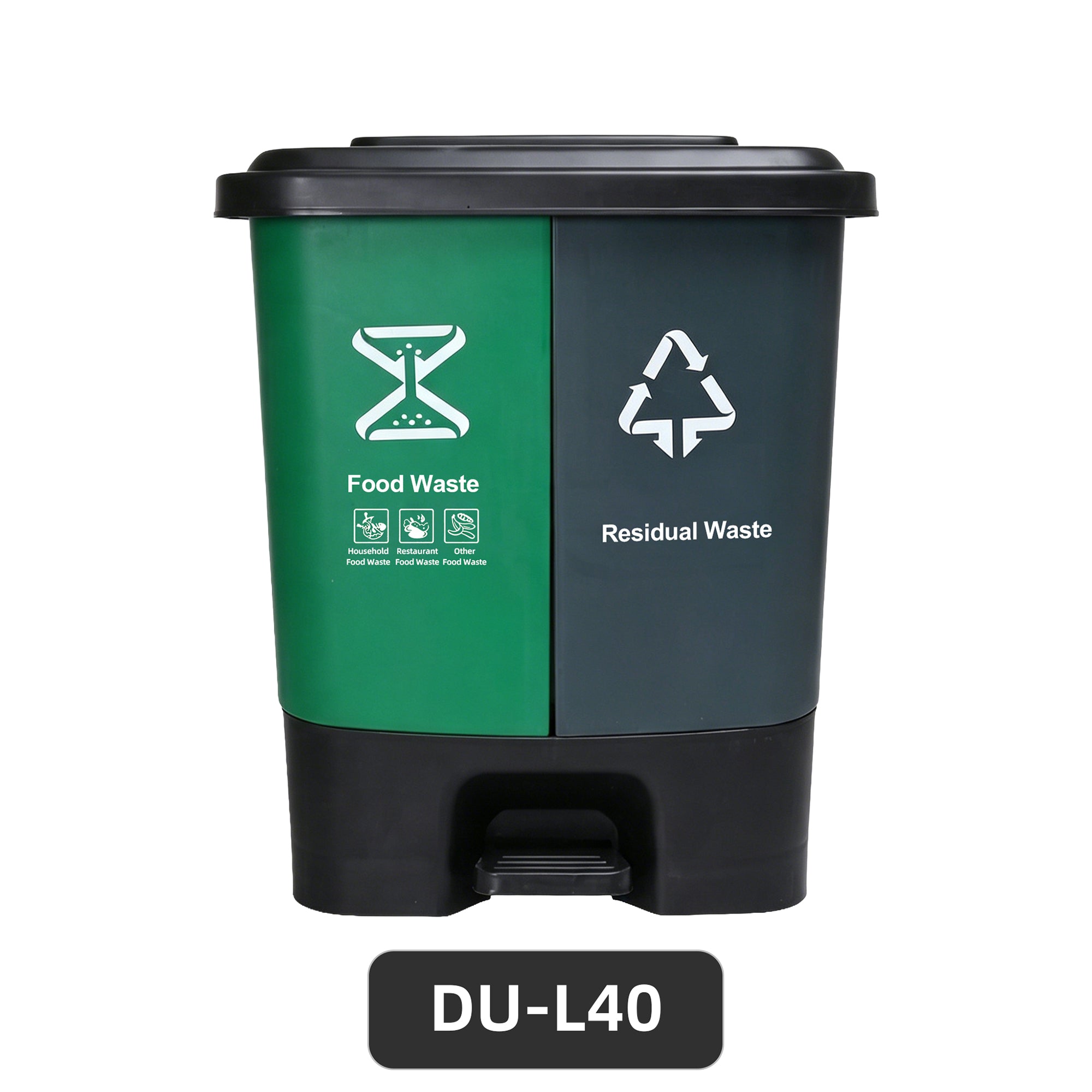 Dual-pedal plastic trash can, available in blue and green, 16-60 liters household and office waste sorting container, bulk supply