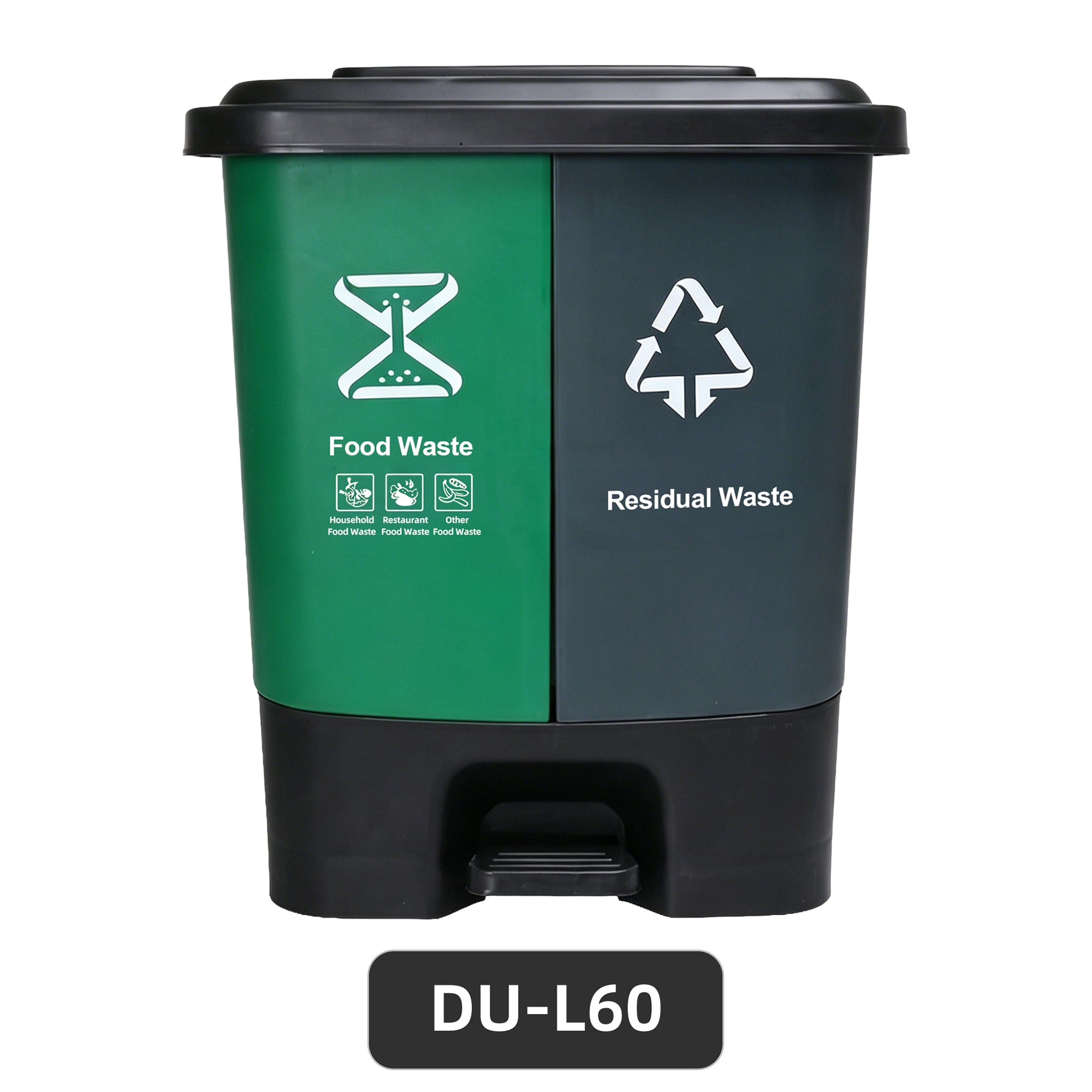 Dual-pedal plastic trash can, available in blue and green, 16-60 liters household and office waste sorting container, bulk supply