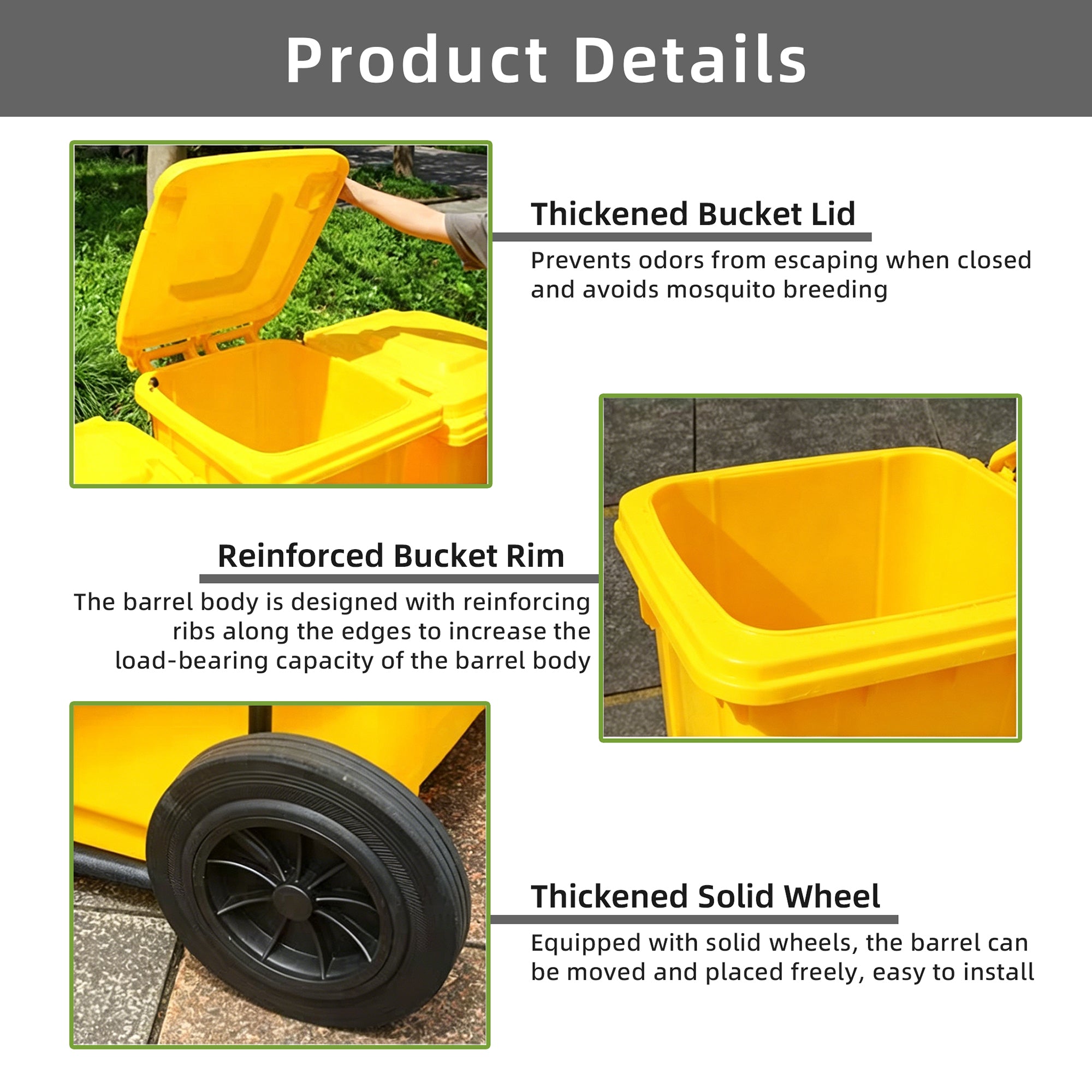 Foot Pedal Medical Waste Bins, 120L/240L Yellow Biohazard Plastic Containers, Bulk Supply