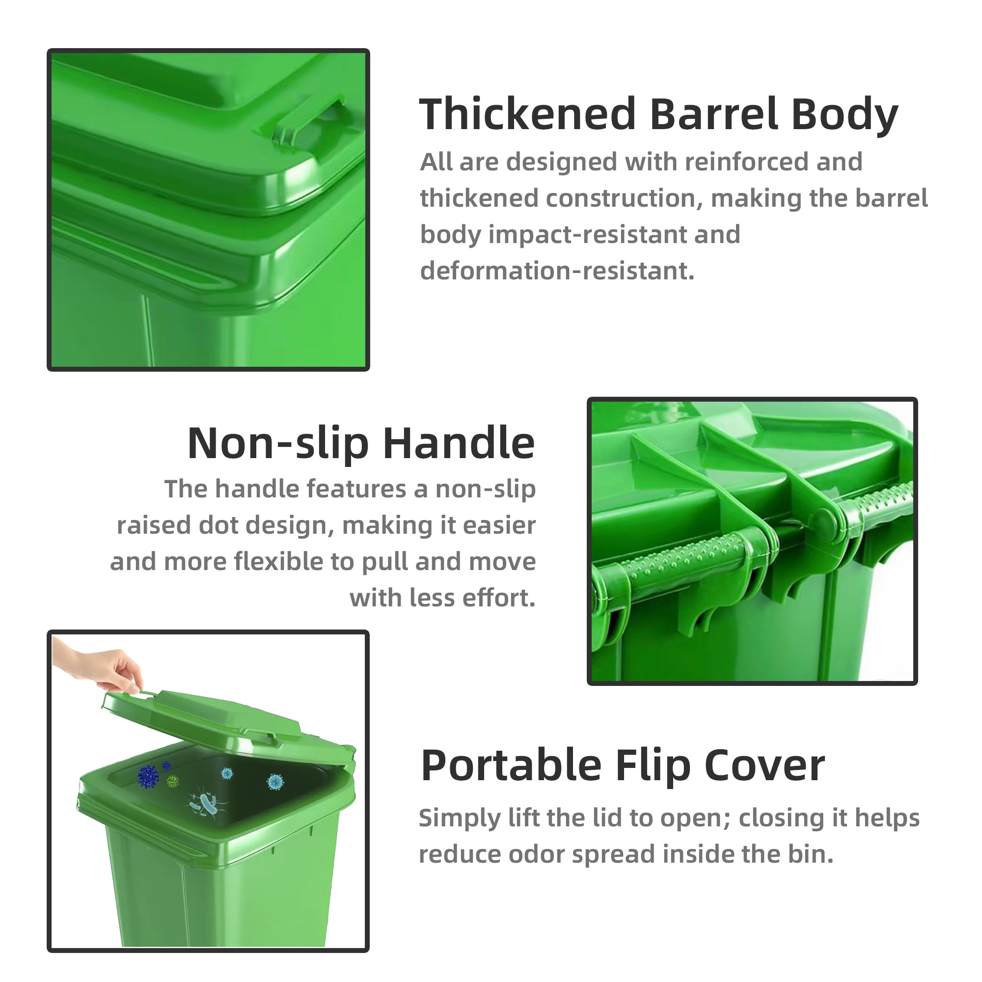 Wheeled Plastic Waste Bins, 100-240L Color-Coded Sorting Containers with Lids, Bulk Supply