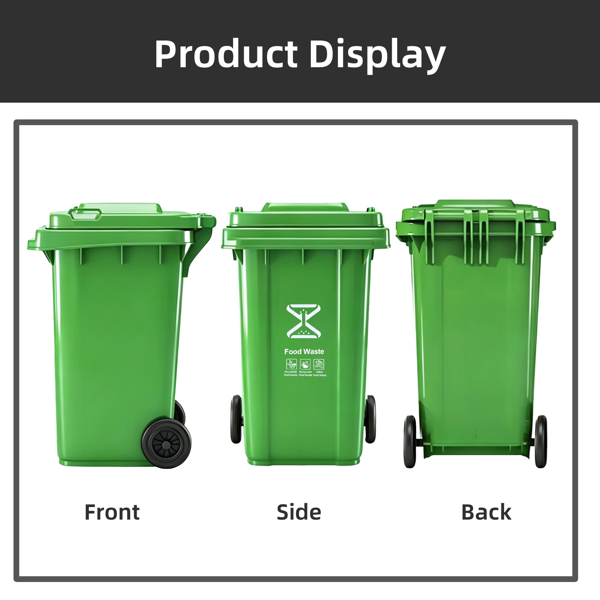 Wheeled Plastic Waste Bins, 100-240L Color-Coded Sorting Containers with Lids, Bulk Supply