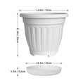 Load image into Gallery viewer, OUMUHE 12.6Inch Plastic Planters with Drainage and Saucers, Set of 4, Large Flower Pots for Indoor Outdoor Plants, Available in Terracotta & White
