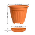 Load image into Gallery viewer, OUMUHE 12.6Inch Plastic Planters with Drainage and Saucers, Set of 4, Large Flower Pots for Indoor Outdoor Plants, Available in Terracotta & White

