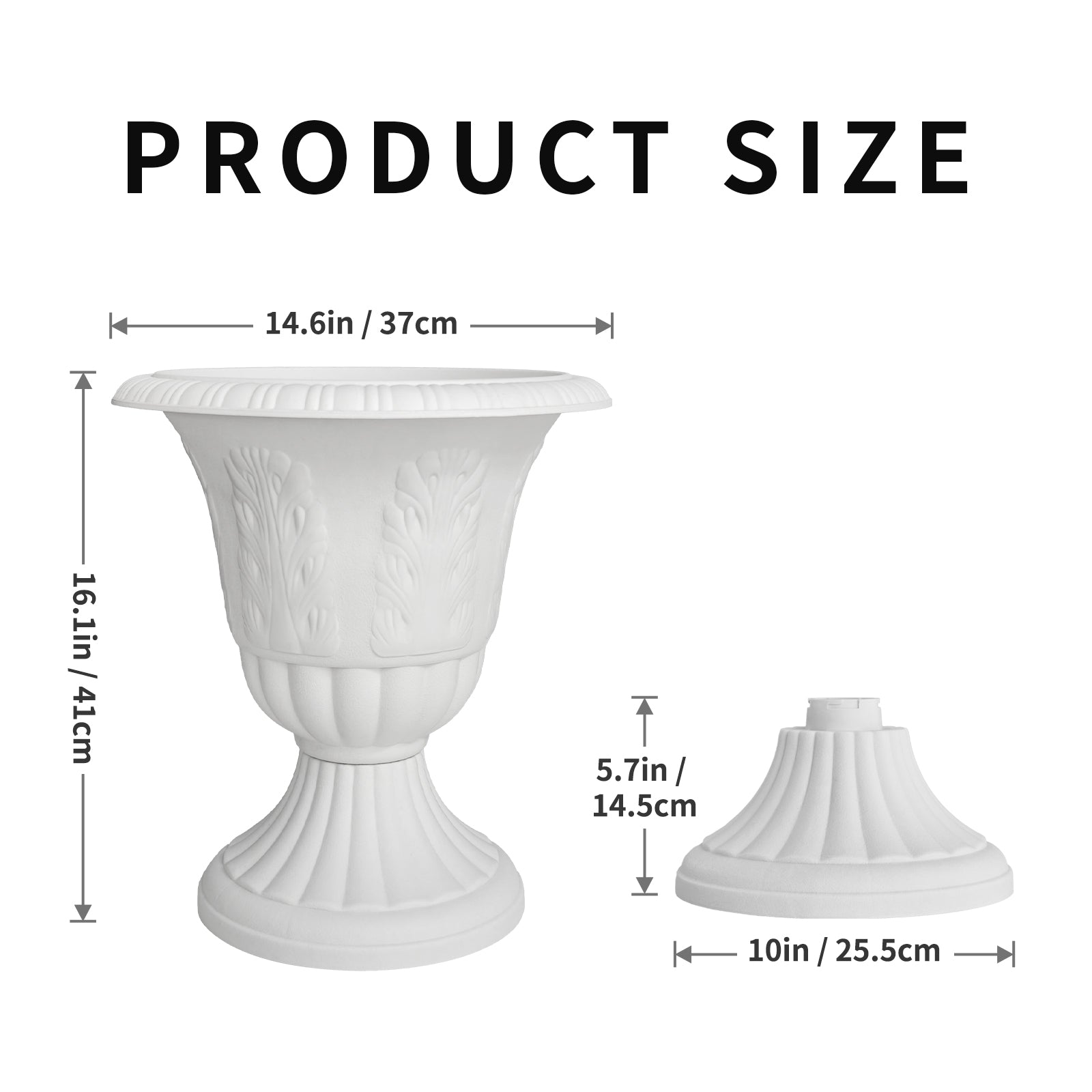 OUMUHE Set of 2 Goblet-Shaped Plastic Planters, 16" H × 14.5" D Large Lightweight Durable Flower Pots, Decorative Indoor Outdoor Garden Patio Plant Containers