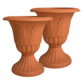 Load image into Gallery viewer, OUMUHE Set of 2 Goblet-Shaped Plastic Planters, 16" H × 14.5" D Large Lightweight Durable Flower Pots, Decorative Indoor Outdoor Garden Patio Plant Containers
