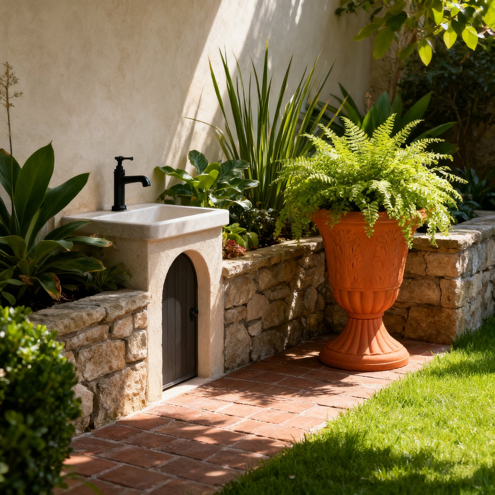 OUMUHE Set of 2 Goblet-Shaped Plastic Planters, 16" H × 14.5" D Large Lightweight Durable Flower Pots, Decorative Indoor Outdoor Garden Patio Plant Containers