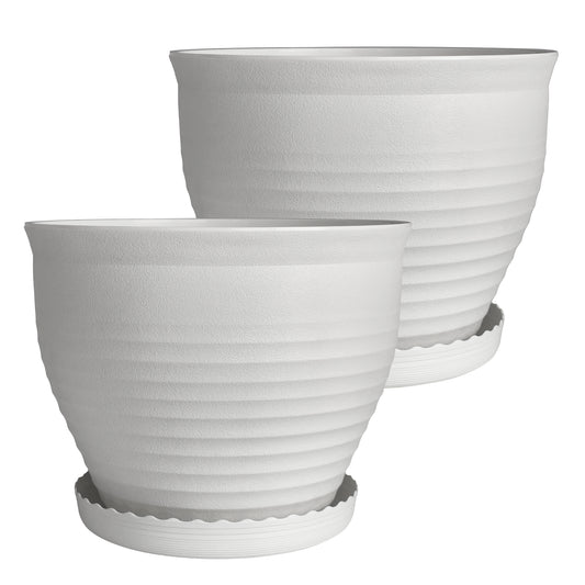 OUMUHE 13.8inch plastic planters,  terracotta or white