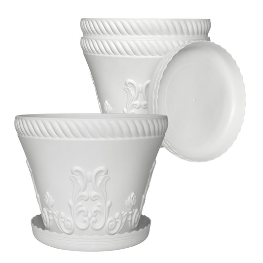 11.4 inch decorative plastic planters, terracotta or white